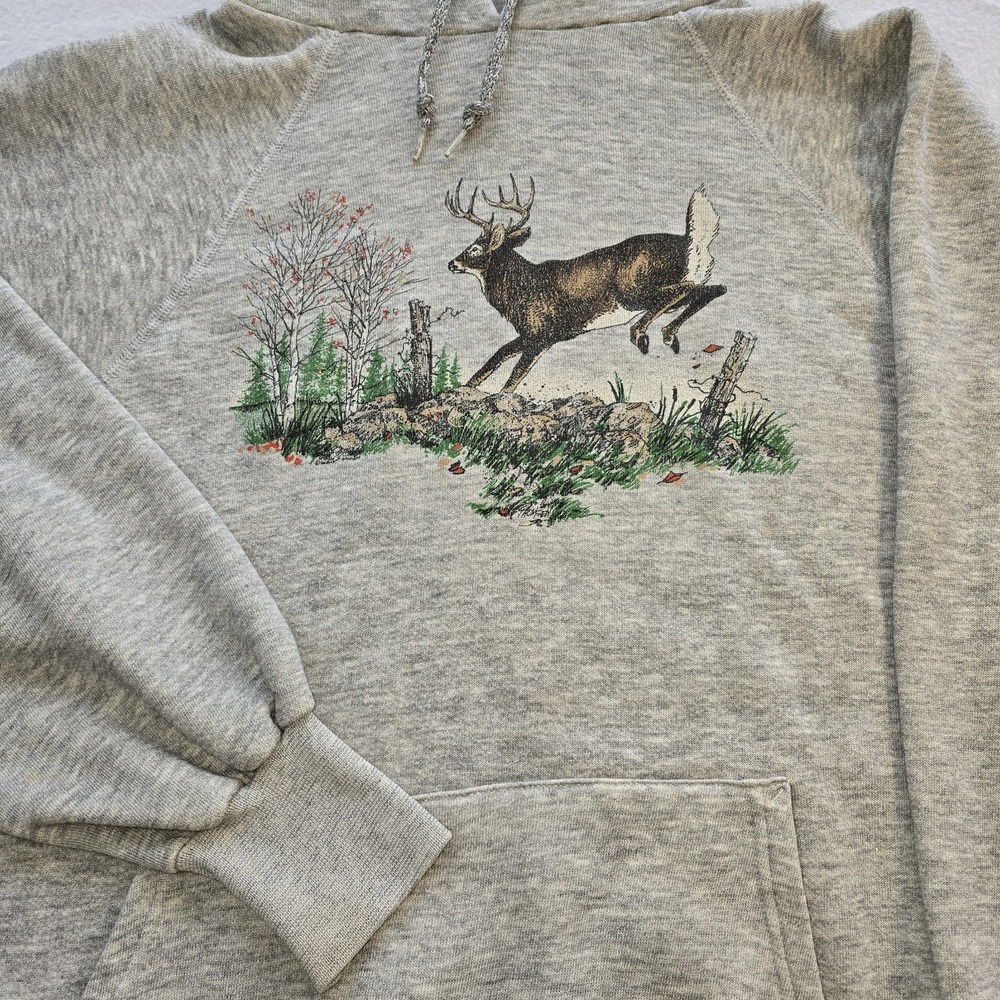 Vtg 90s Janice Thomsen Deer Hoodie XL Ultra Sweats Wildlife Gorpcore USA Grandpa